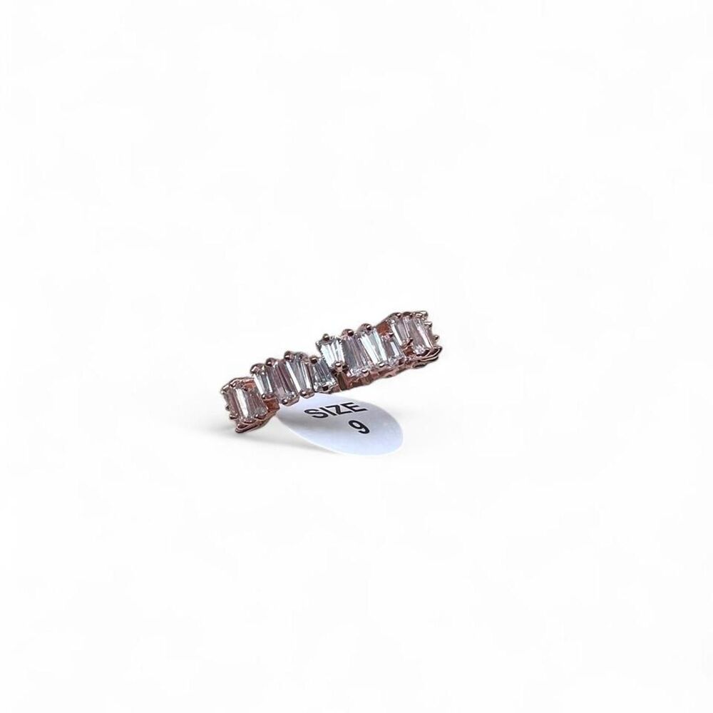 Rose Gold Baguette Crystal Eternity Ring Size 9